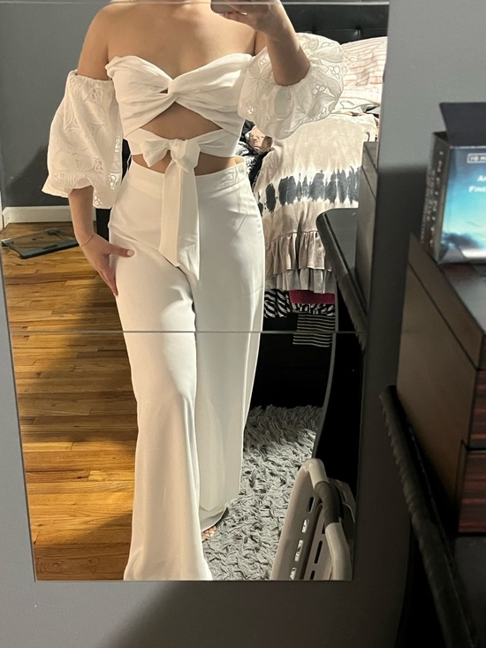 Chicways Pants - Wide-Leg White Palazzo Pants — High-Rise Flowing Silhouette